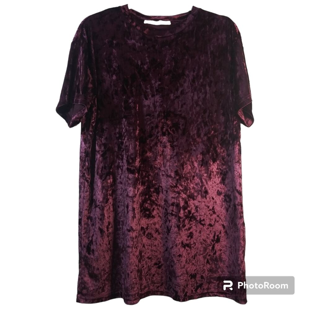 Double Zero Reddish Purple Crushed Velvet Tee Dress Size Small